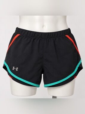 Under Armour Women’s Small Running Shorts Black Aqua Coral Loose Athletic